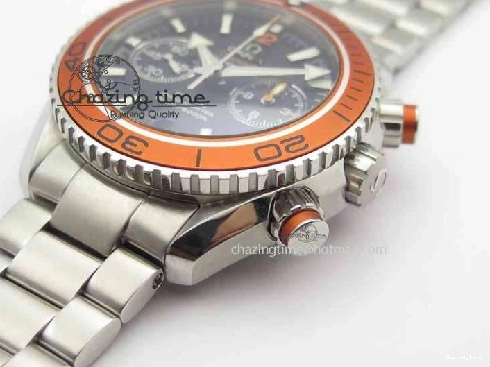 0320 Sophisticated Planet Ocean Master Chronometer Chrono SS OM 1:1 Best Edition Orange On SS Bracelet A 8156